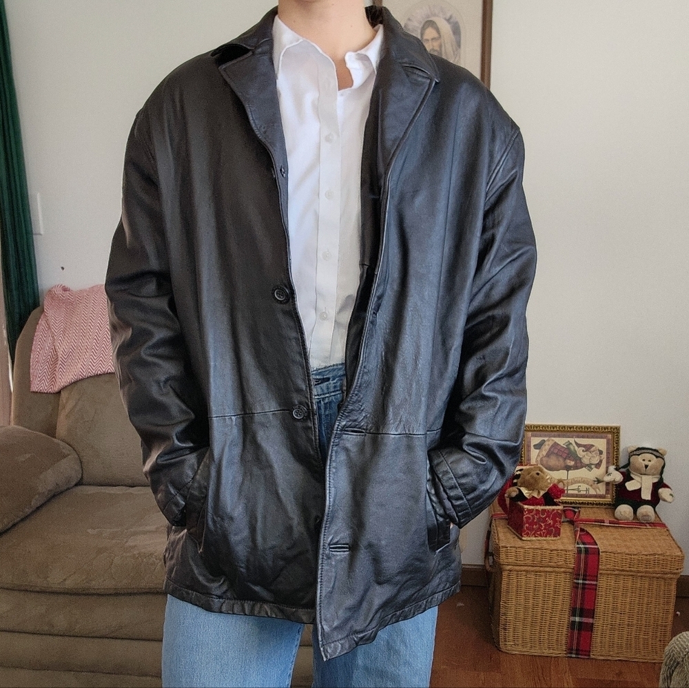 U.S. Polo Assn. Genuine Leather Button Up Jacket Size XL